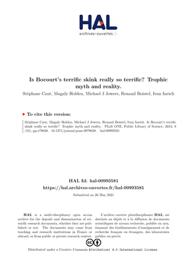 Trophic Myth and Reality. Stéphane Caut, Magaly Holden, Michael J Jowers, Renaud Boistel, Ivan Ineich