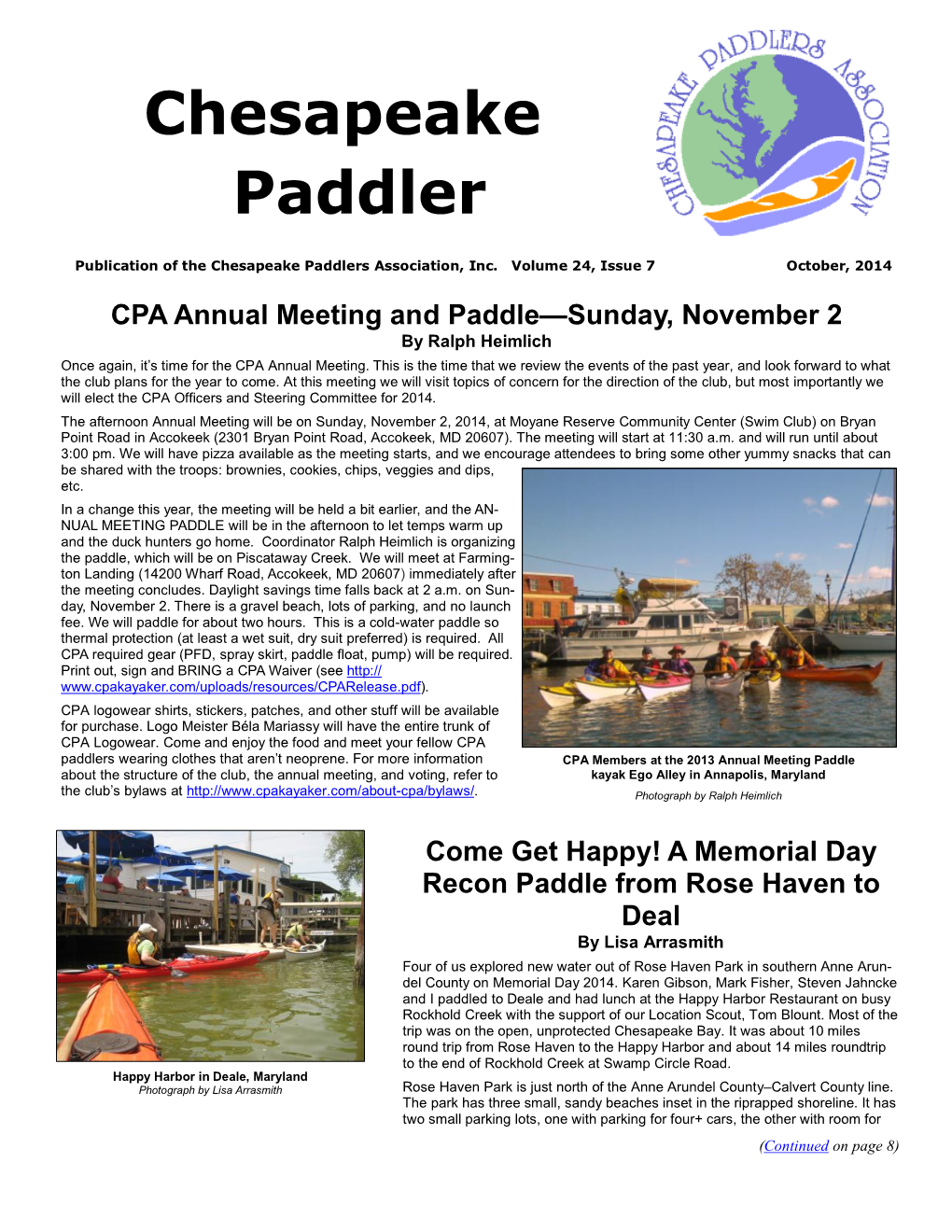 Chesapeake Paddlers Association, Inc