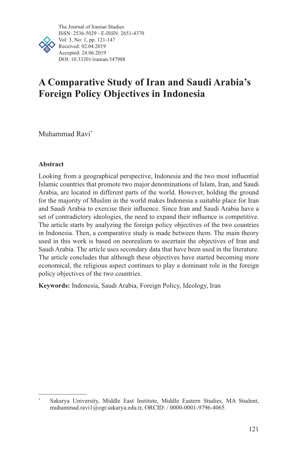 A Comparative Study of Iran and Saudi Arabia's Foreign Policy