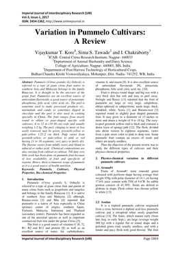 Variation in Pummelo Cultivars: a Review