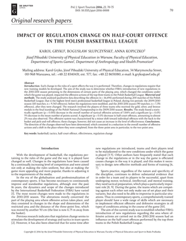 Impact of Regulation Change on Half-Court Offence in the Polish Basketball League