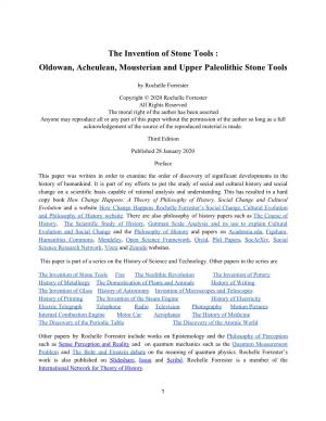 Oldowan, Acheulean, Mousterian and Upper Paleolithic Stone Tools