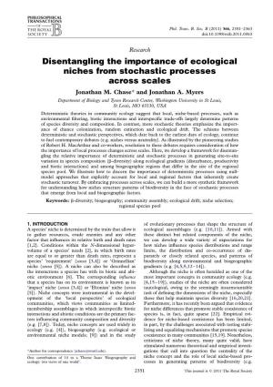 Disentangling the Importance of Ecological Niches from Stochastic Processes Across Scales Jonathan M