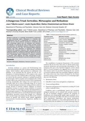Sertraline, Mirtazapine and Methadone
