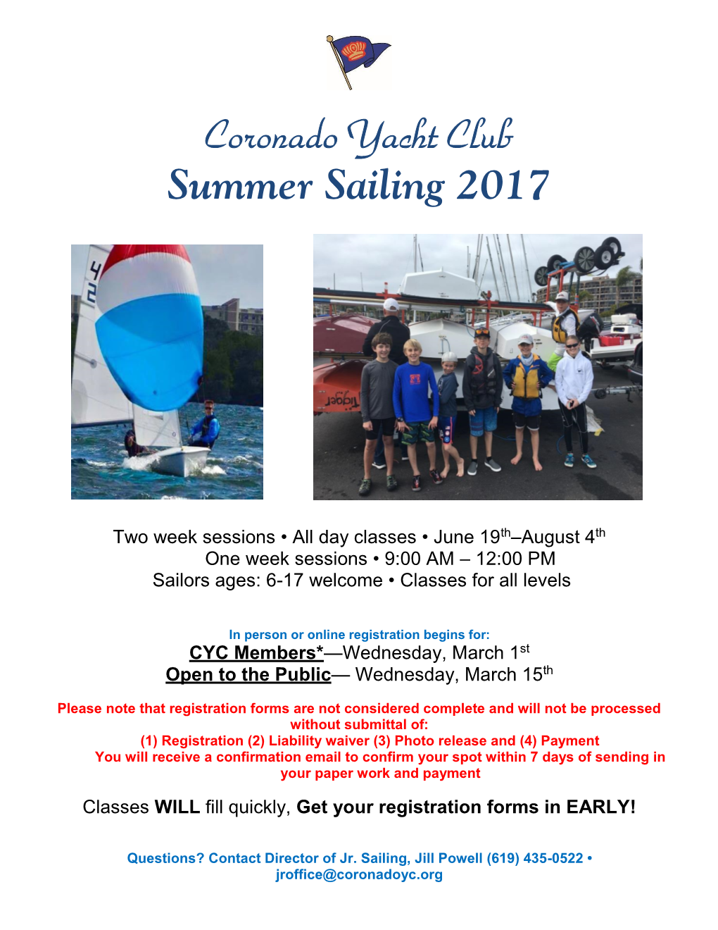Coronado Yacht Club Summer Sailing 2017