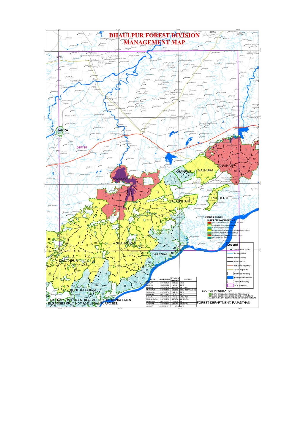 Dhaulpur Forest Division Management Map N " 0 ' 0 N " ° 7 0 ' 2 0 ° 7 2