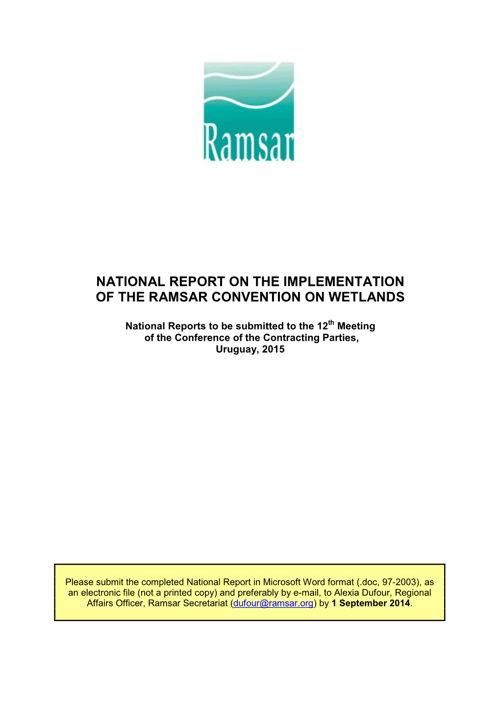 National Report on the Implementation of the Ramsar Convention on Wetlands