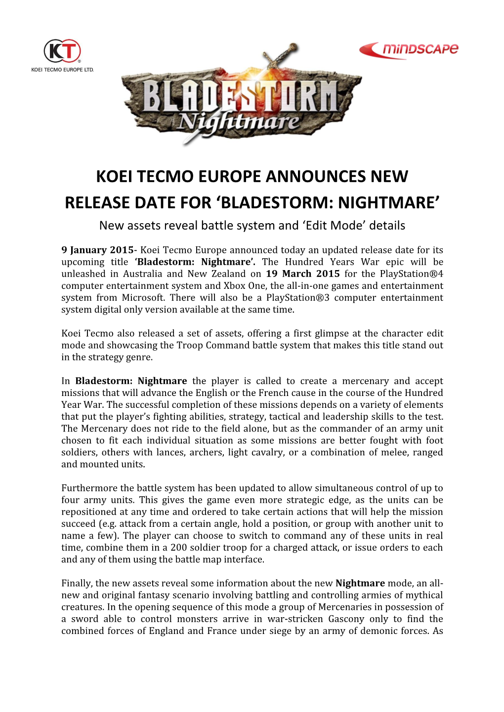 BLADESTORM: NIGHTMARE’ New Assets Reveal Battle System and ‘Edit Mode’ Details