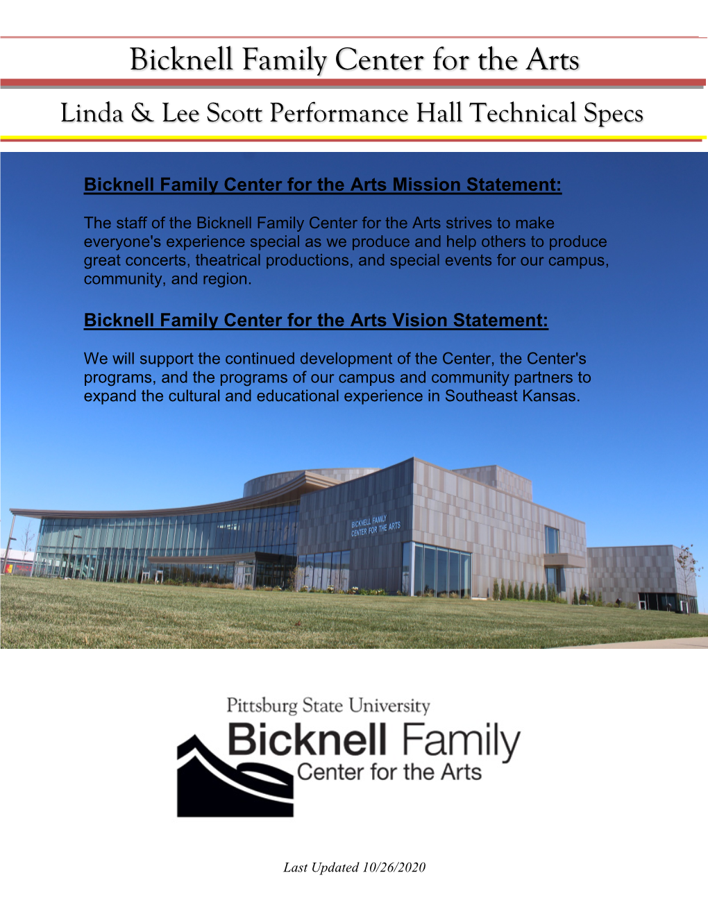 Linda & Lee Scott Performance Hall Technical Specs