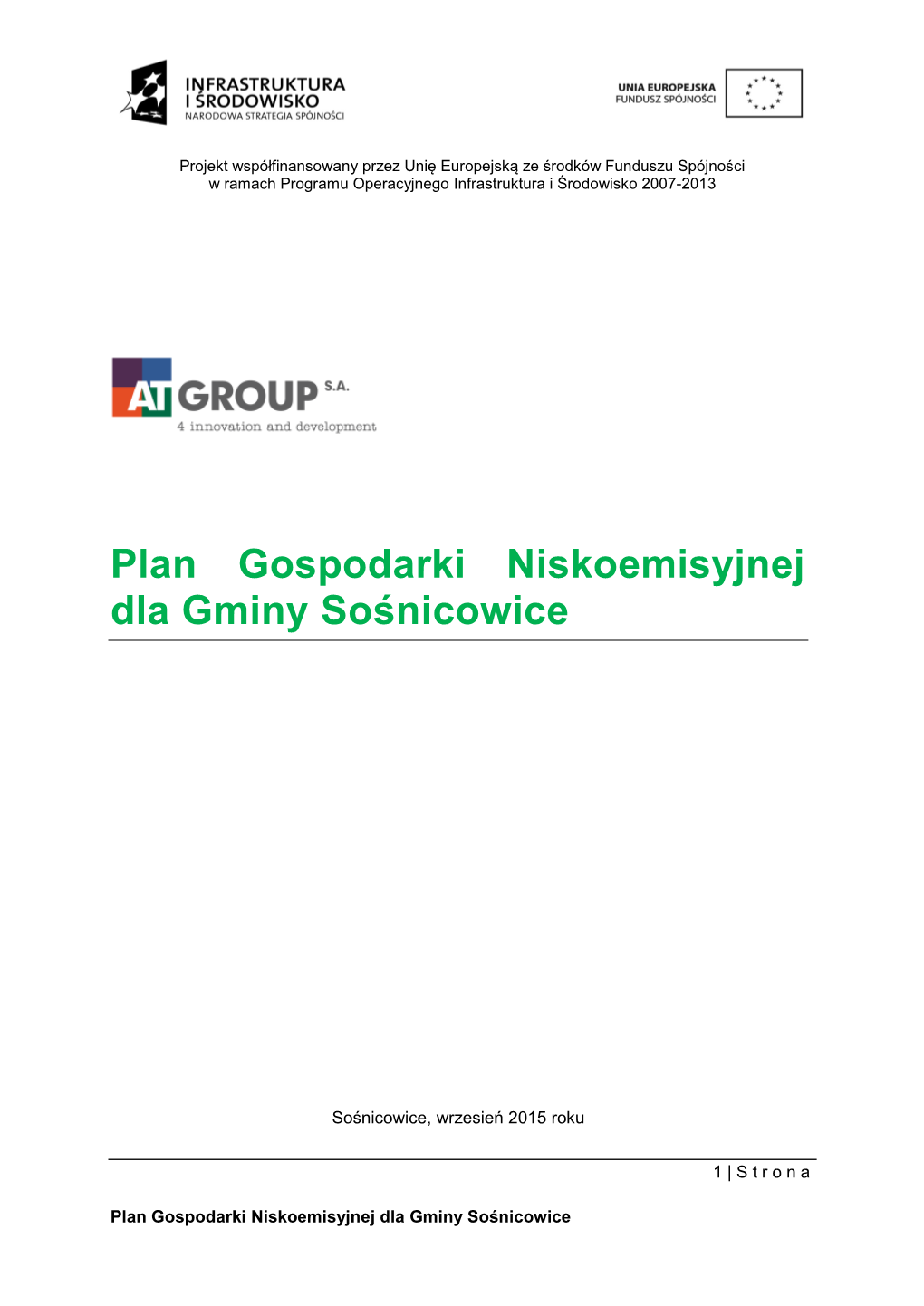 Plan Gospodarki Niskoemisyjnej Dla Gminy Sośnicowice