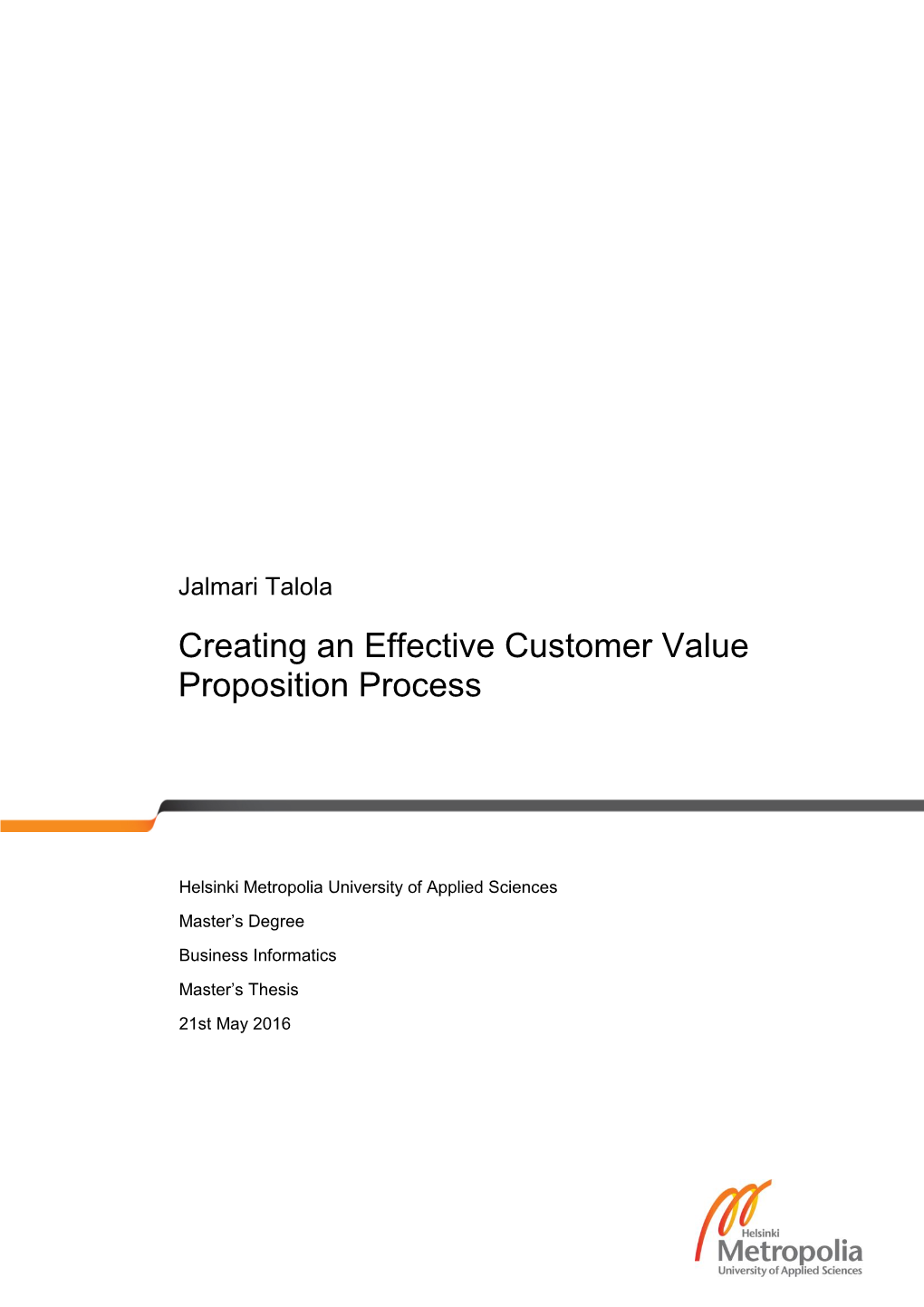 Creating an Effective Customer Value Proposition Process