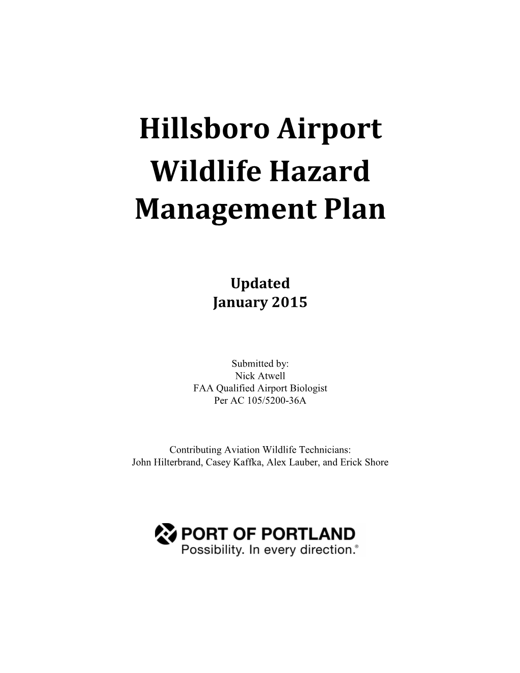 Hillsboro Airport Wildlife Hazard Management Plan