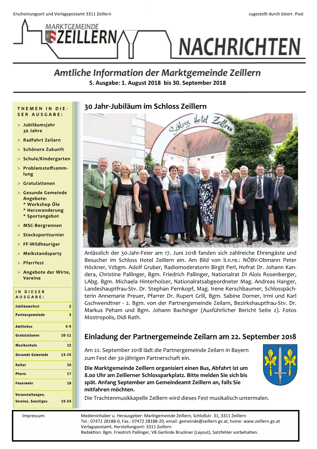 Zeillerner Nachrichten August 2018.Pub