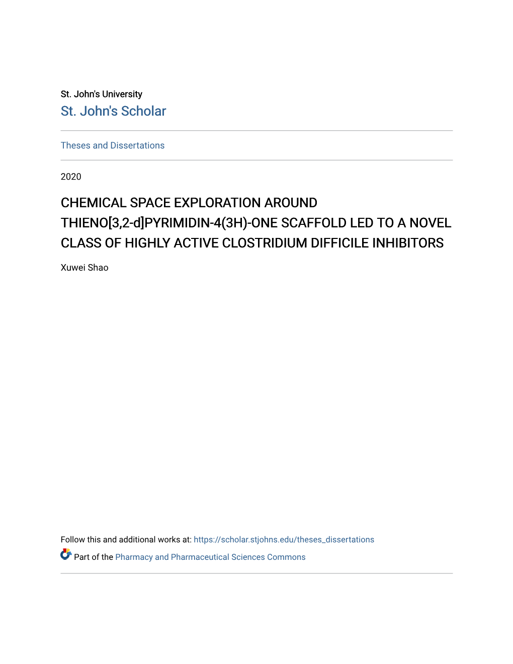 CHEMICAL SPACE EXPLORATION AROUND THIENO[3,2-D]PYRIMIDIN-4(3H)-ONE SCAFFOLD LED to a NOVEL CLASS of HIGHLY ACTIVE CLOSTRIDIUM DIFFICILE INHIBITORS