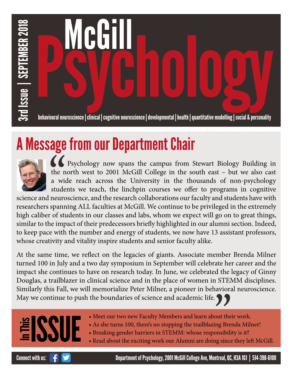 Mcgill Psychology September 2018 Newsletter