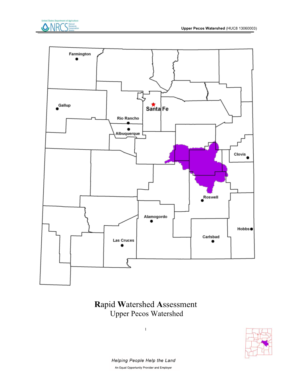 Rapid Watershed Assessment Upper Pecos Watershed