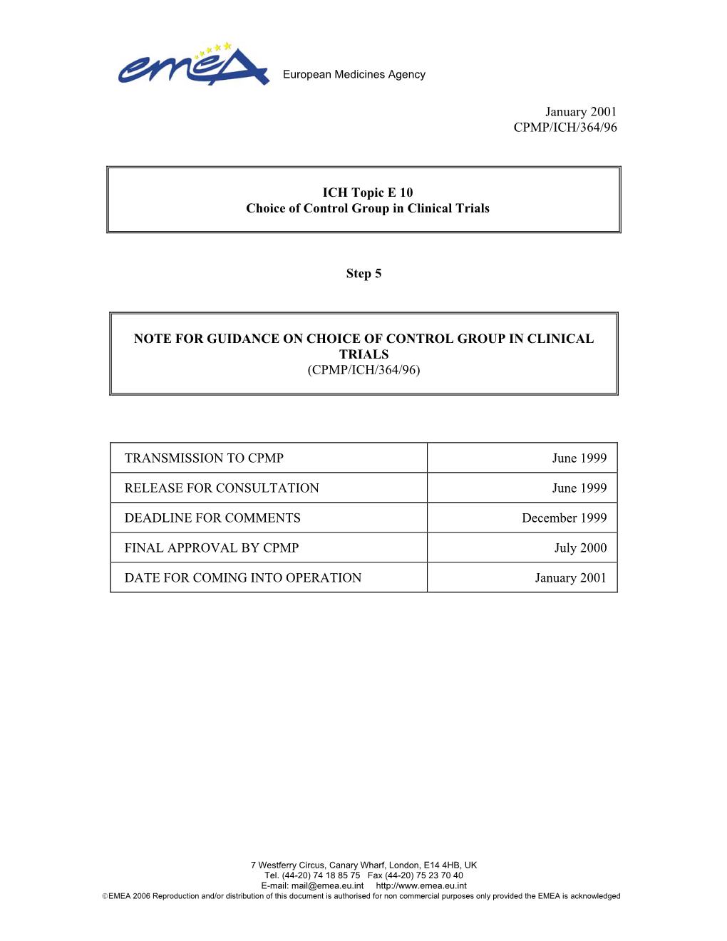 E 10 Choice of Control Group in Clinical Trials