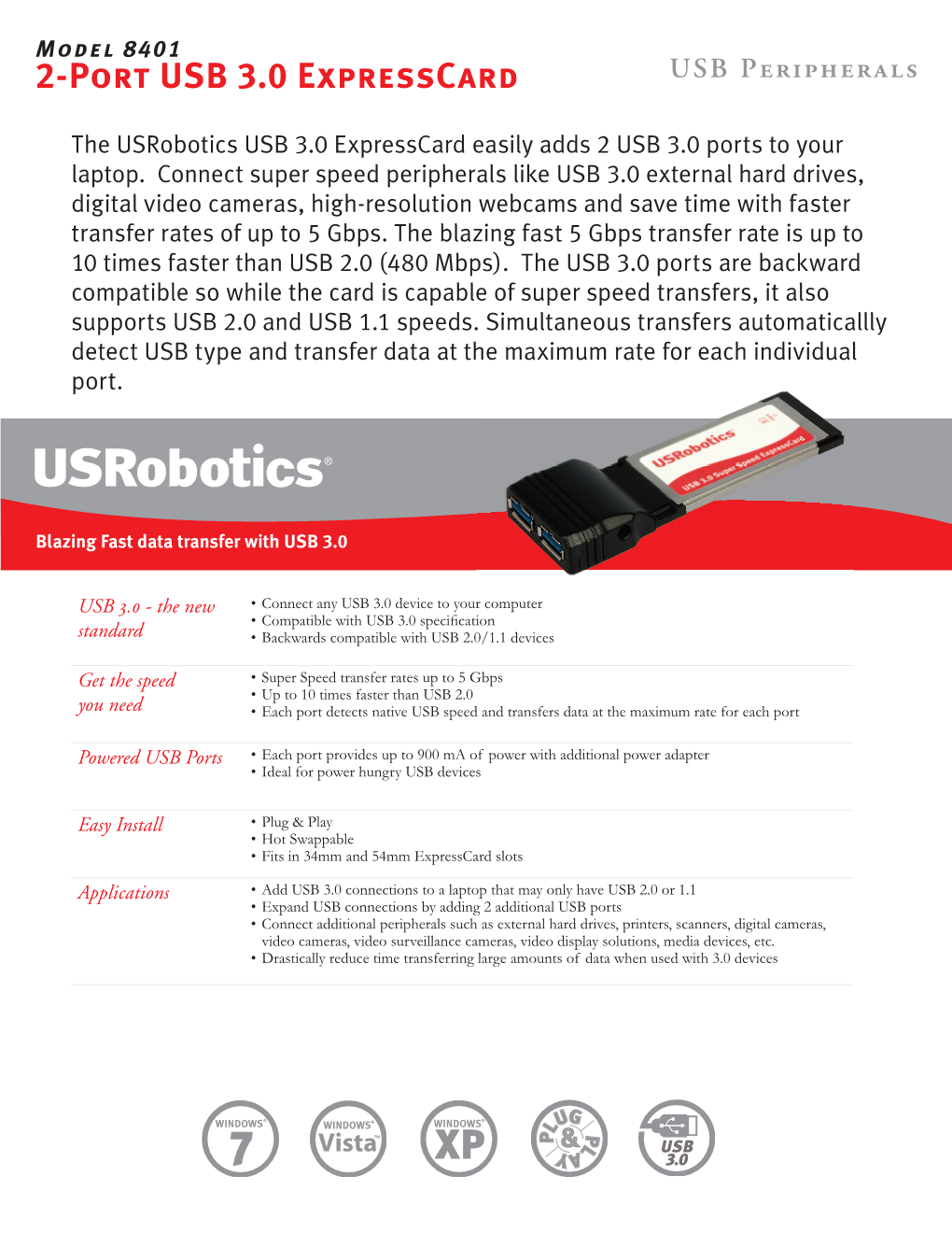 2-Port USB 3.0 Expresscard USB Peripherals