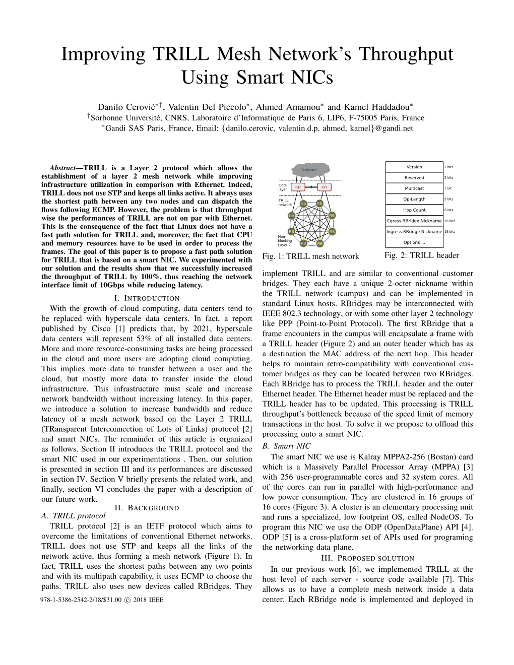 Improving TRILL Mesh Network's Throughput Using Smart Nics