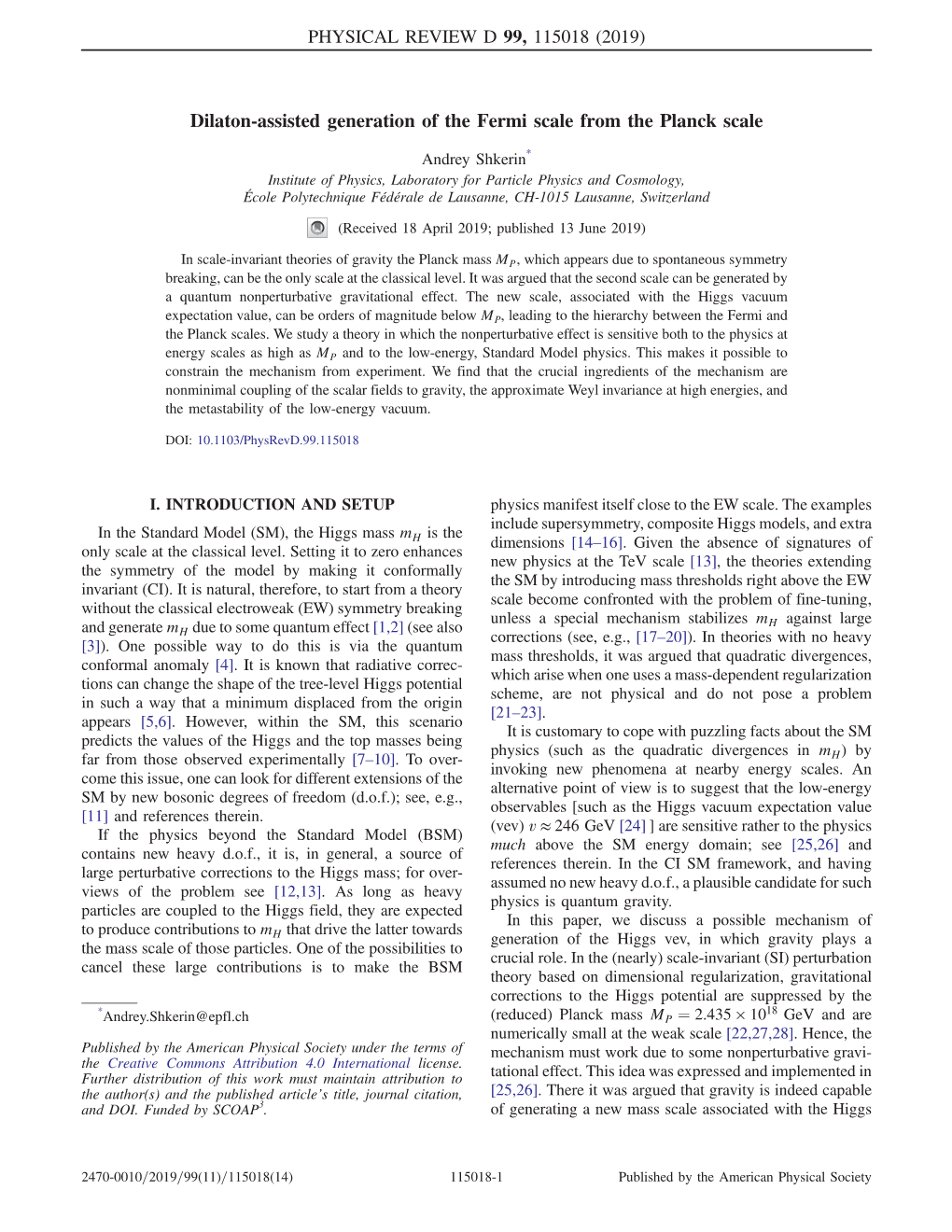 Dilaton-Assisted Generation of the Fermi Scale from the Planck Scale