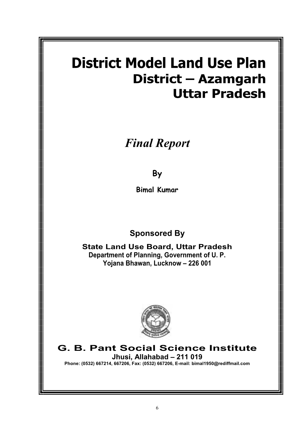 District Model Land Use Plan District – Azamgarh Uttar Pradesh