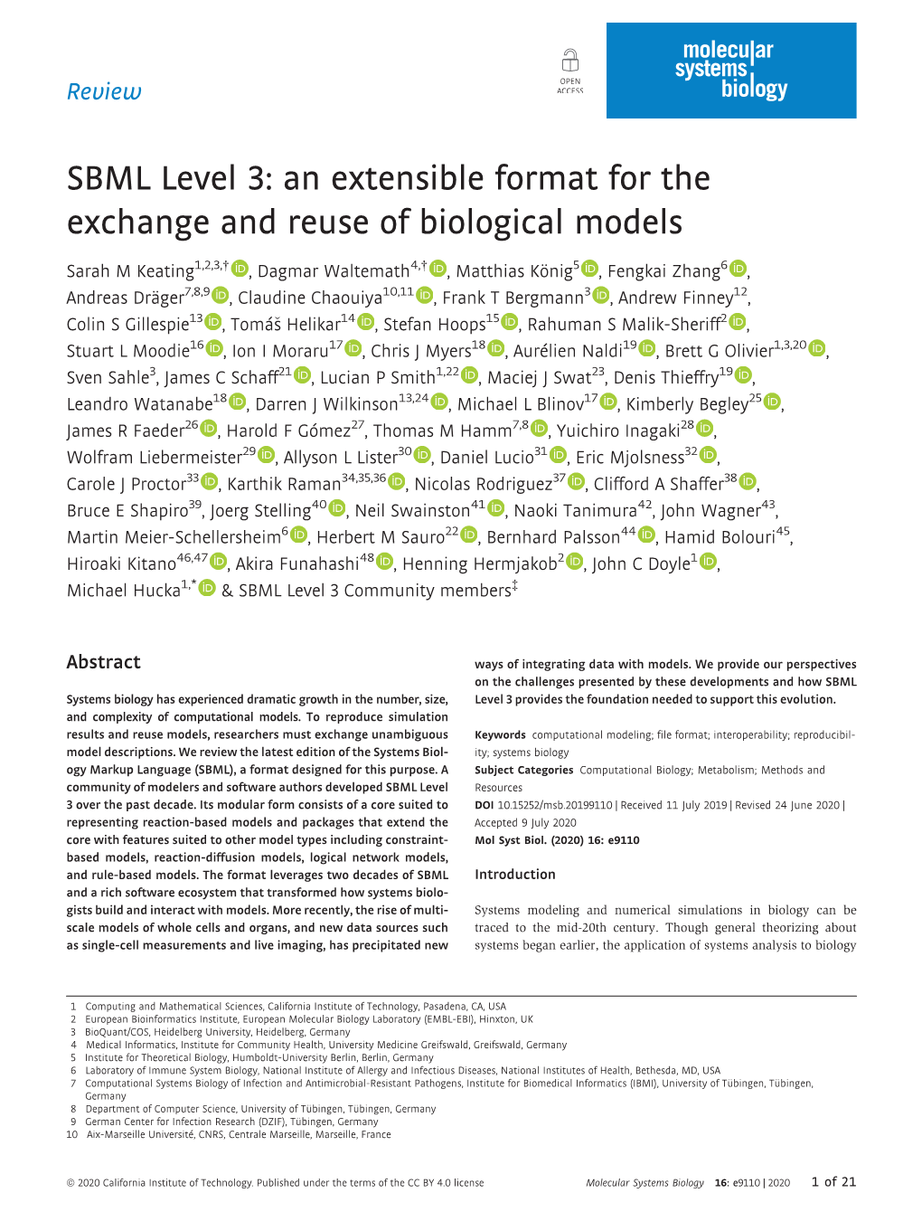 SBML Level 3: an Extensible Format for the Exchange and Reuse of Biological Models
