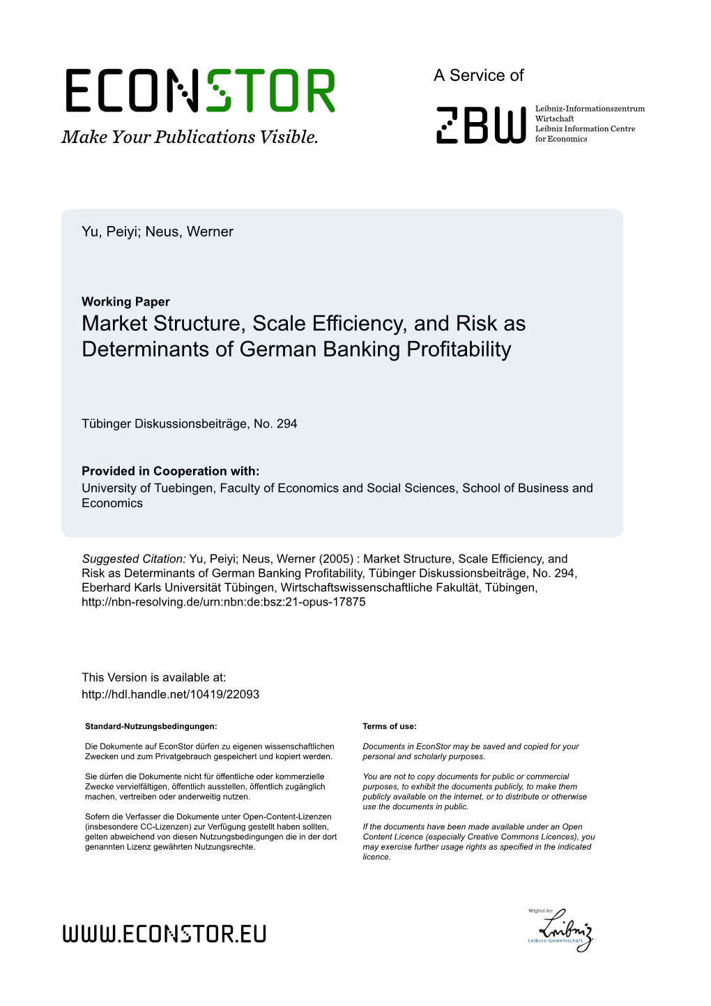 Market Structure, Scale Efficiency, and Risk As Determinants of German Banking Profitability