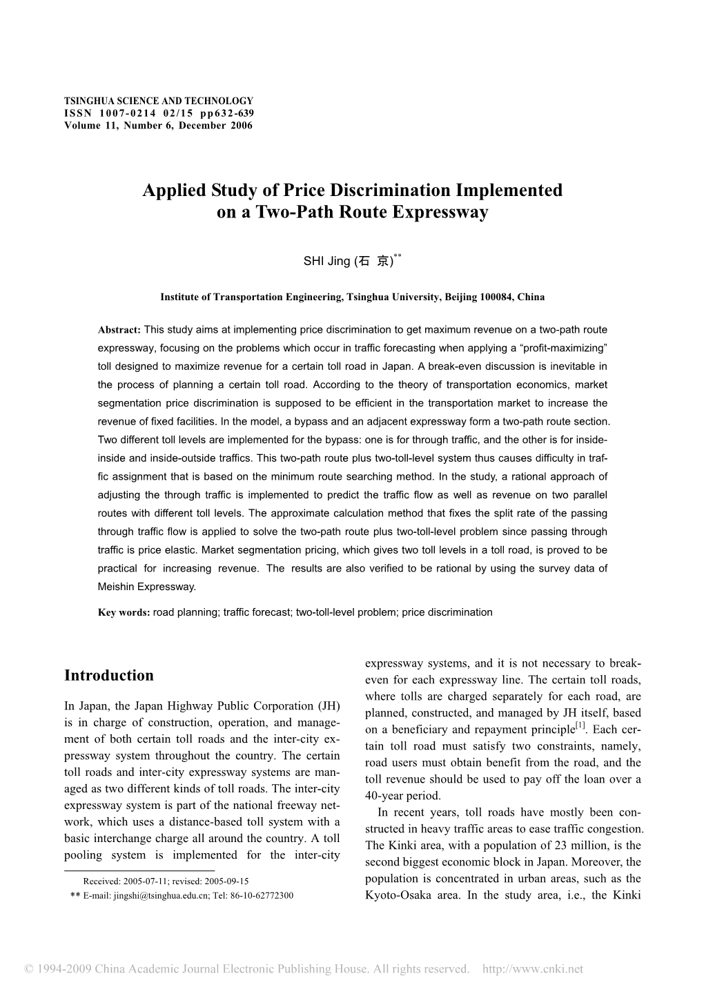 Applied Study of Price Discrimination Implemented on a Two-Path Route Expressway