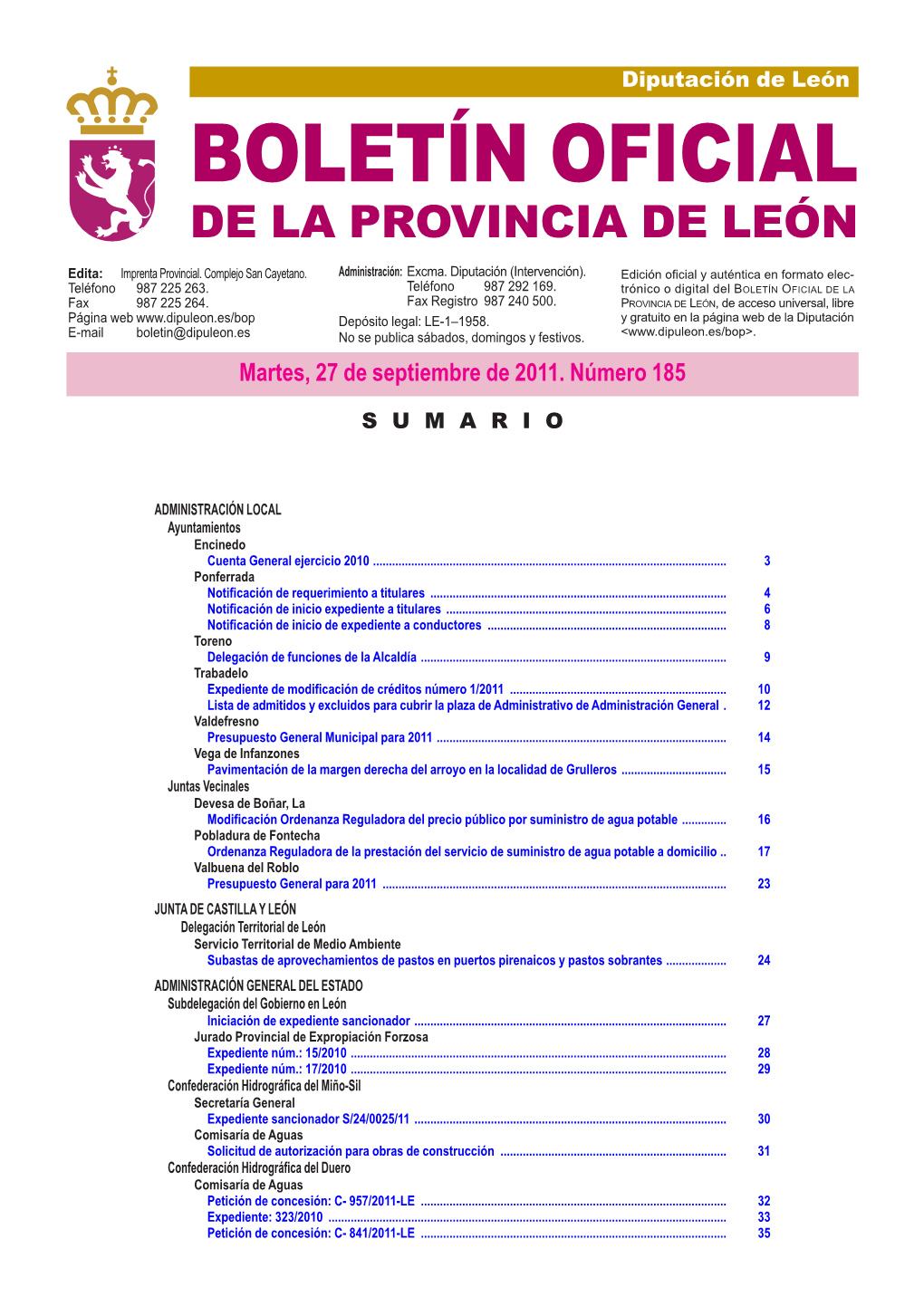 Boletín Oficial De La Provincia De León