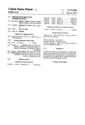 United States Patent (19) (11 3,715,404 Lindlar Et Al