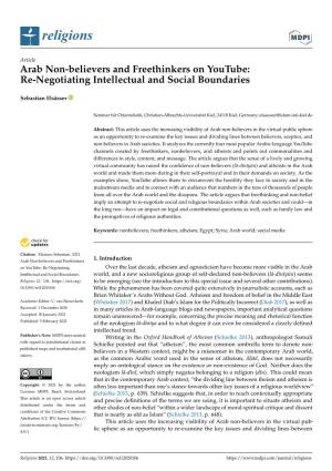 Arab Non-Believers and Freethinkers on Youtube: Re-Negotiating Intellectual and Social Boundaries