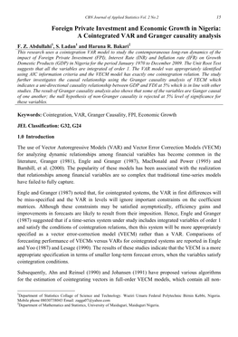 A Cointegrated VAR and Granger Causality Analysis F