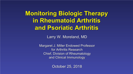 Monitoring Biologic Therapy in Rheumatoid Arthritis and Psoriatic Arthritis