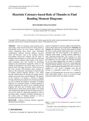 Heuristic Catenary-Based Rule of Thumbs to Find Bending Moment Diagrams