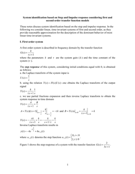 System Identification Based on Step Response and Impulse Response