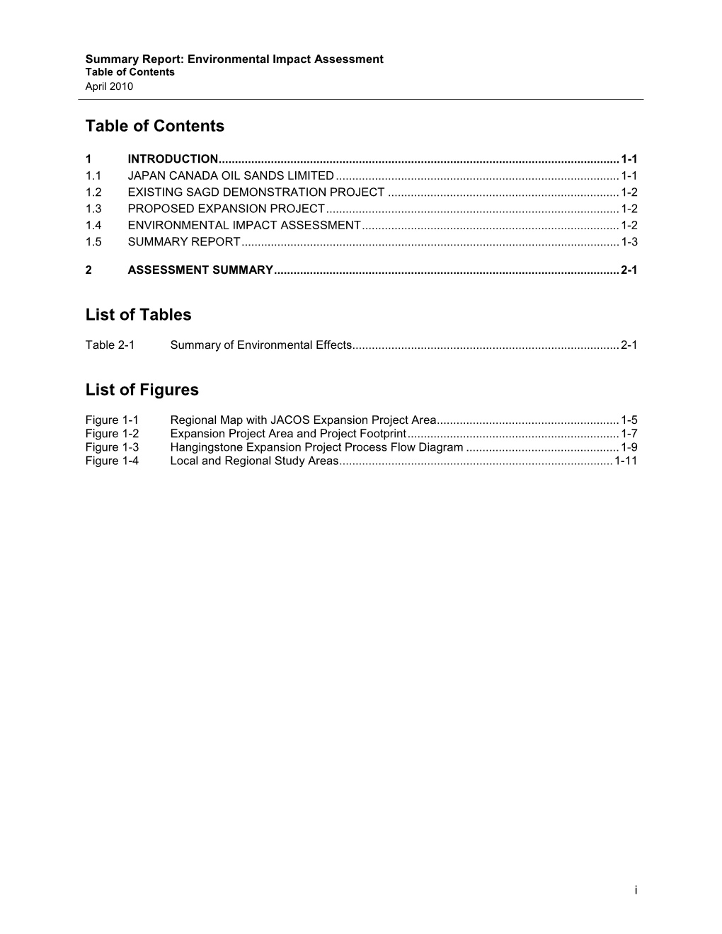 JACOS Hangingstone Expansion Project: EIA Summary Report