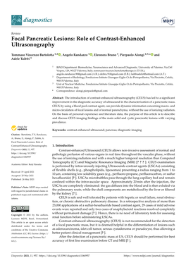 Focal Pancreatic Lesions: Role of Contrast-Enhanced Ultrasonography