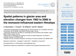 Spatial Patterns in Glacier Area and Elevation Changes from 1962 to 2006