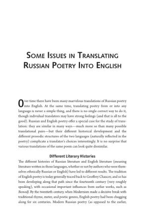 Some Issues in Translating Russian Poetry Into English