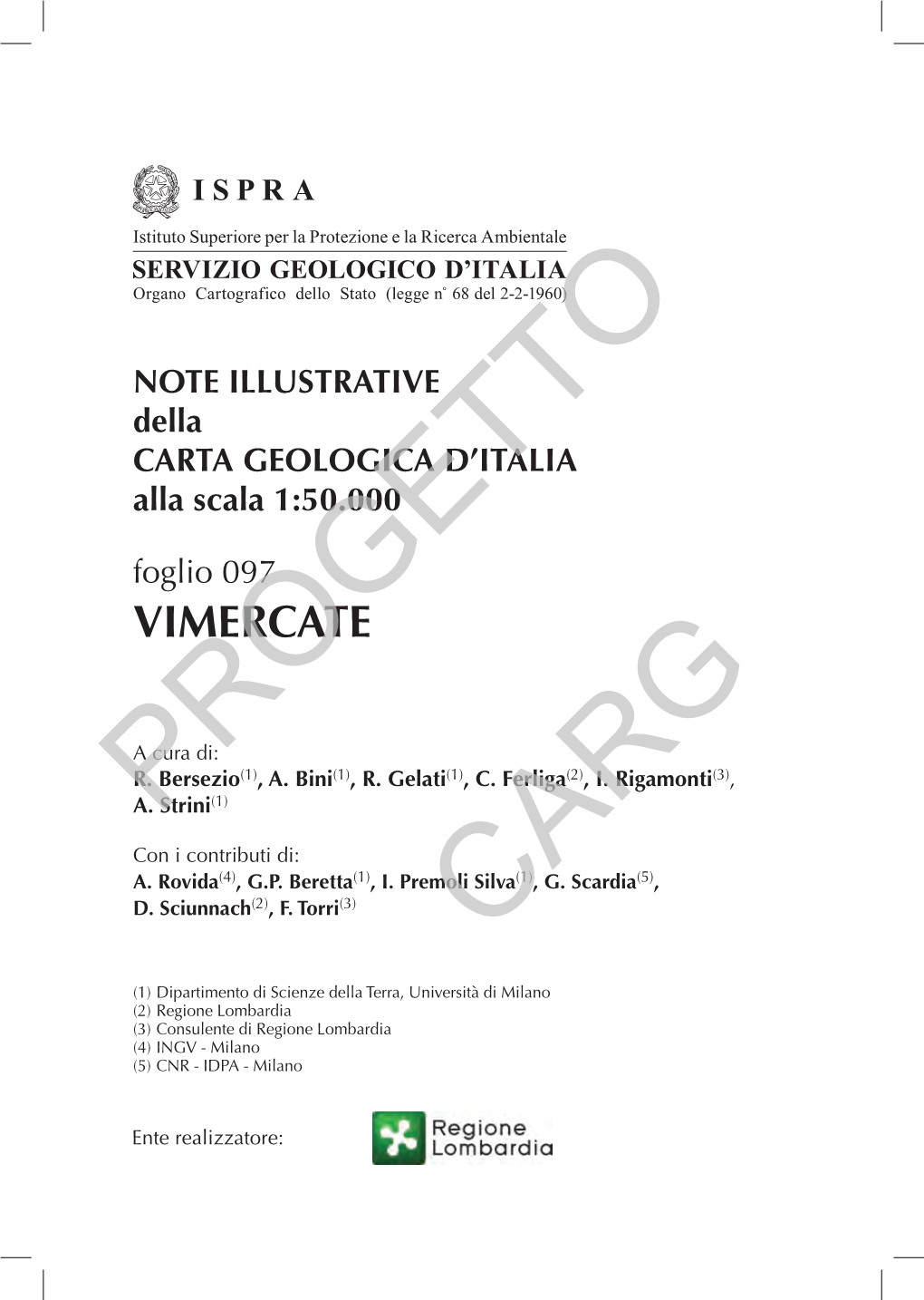 Progetto CARG Per Il Servizio Geologico D’Italia - ISPRA: F