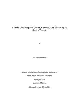 On Sound, Survival, and Becoming in Muslim Toronto