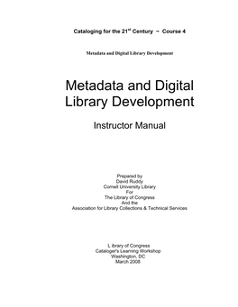 Metadata and Digital Library Development
