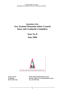 New Zealand Mountain Safety Council Snow and Avalanche Committee