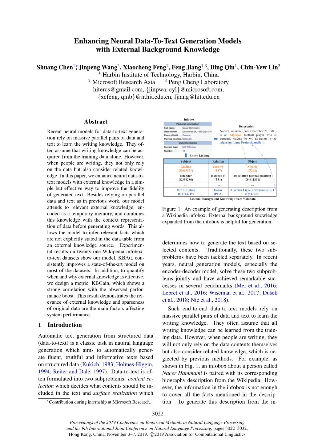 Enhancing Neural Data-To-Text Generation Models with External Background Knowledge