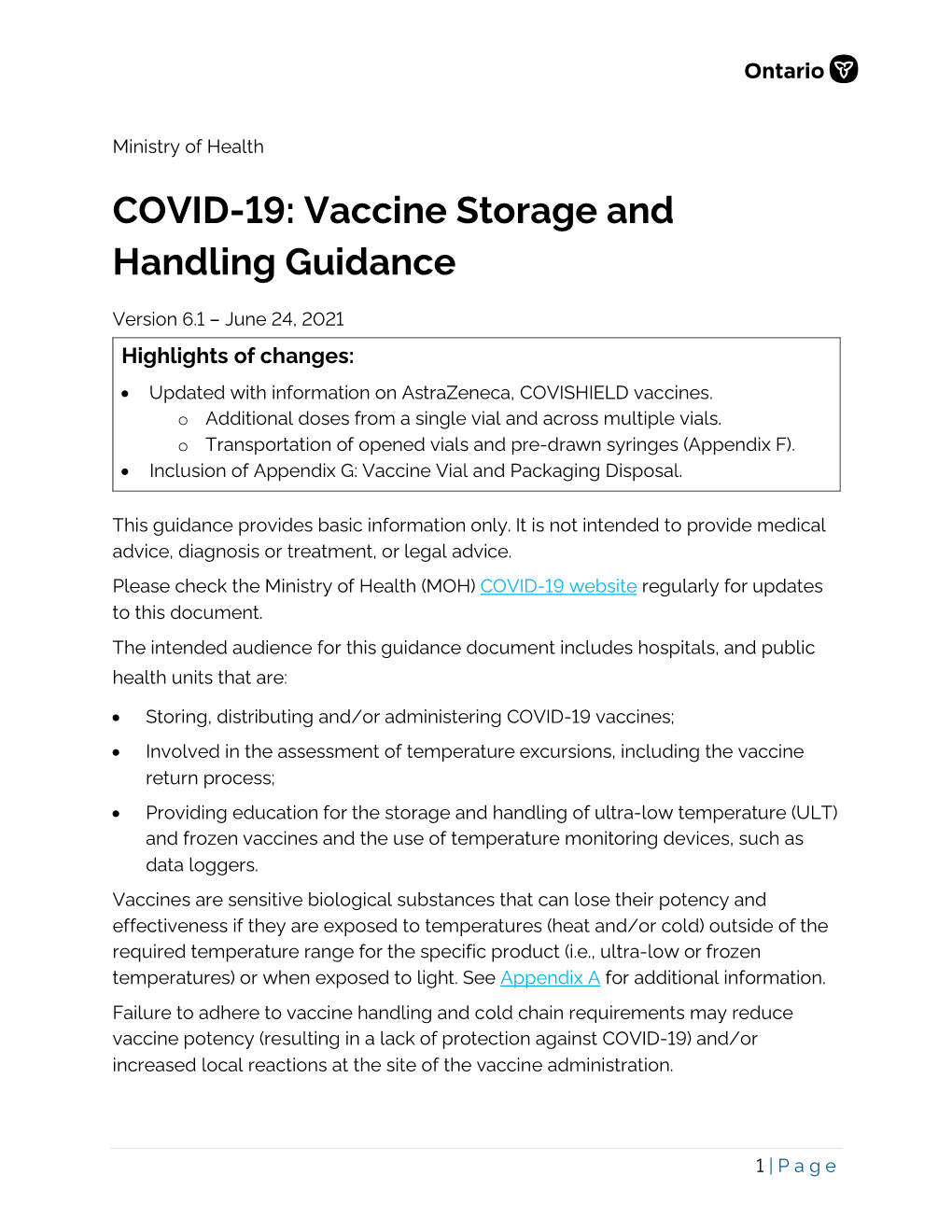 COVID-19: Vaccine Storage and Handling Guidance