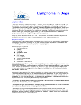 Lymphoma in Dogs