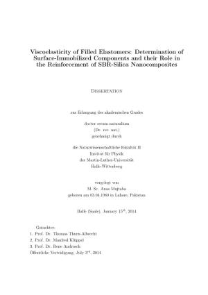 Viscoelasticity of Filled Elastomers: Determination of Surface-Immobilized Components and Their Role in the Reinforcement of SBR-Silica Nanocomposites
