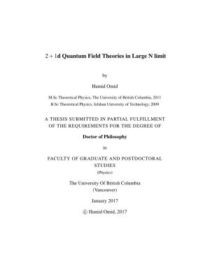 2+1D Quantum Field Theories in Large N Limit