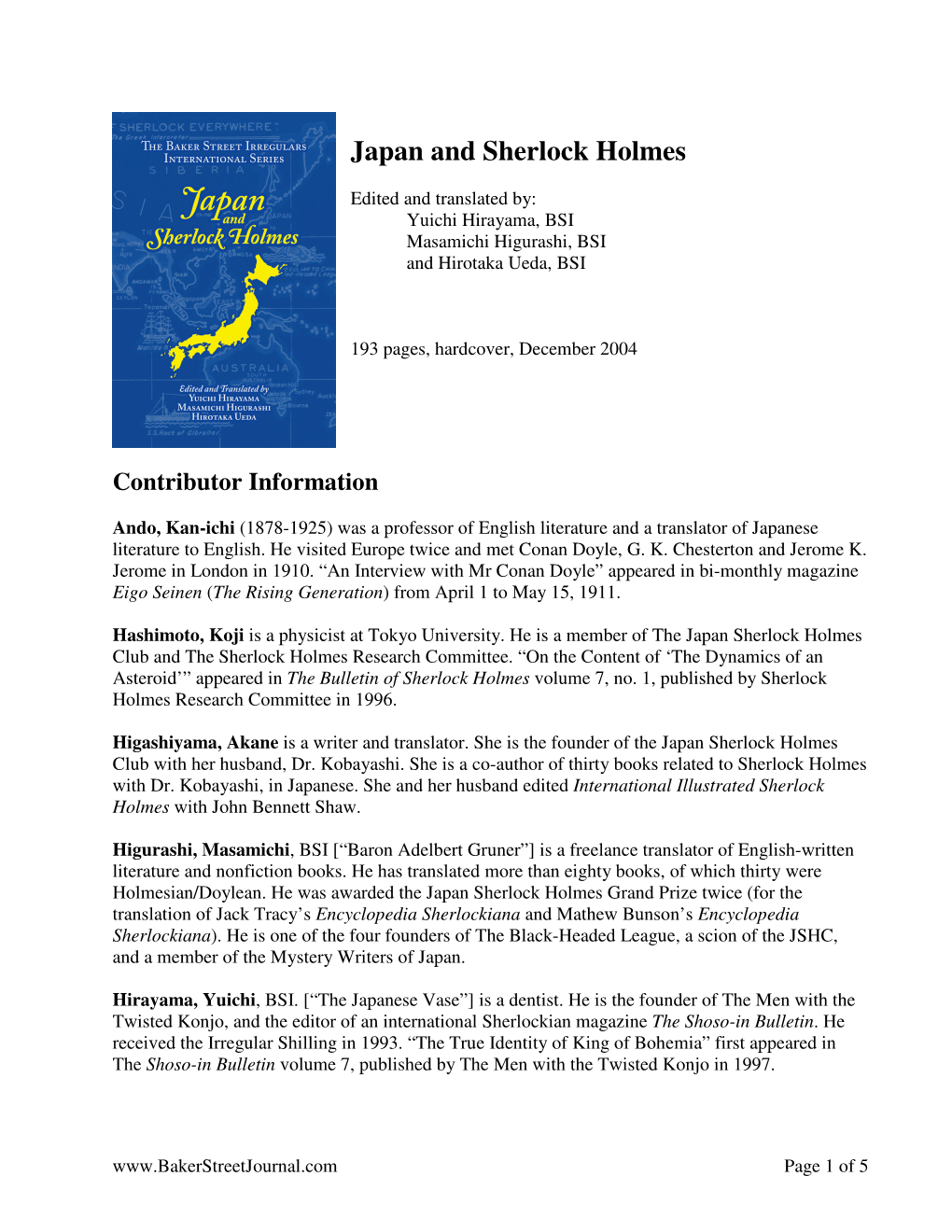 Japan and Sherlock Holmes