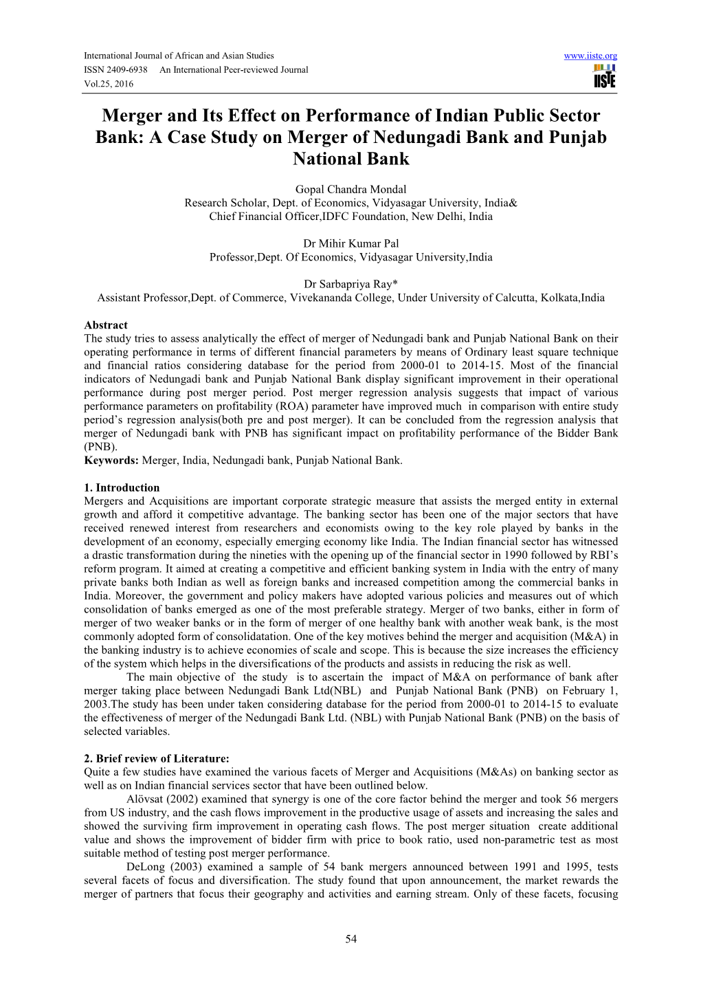 A Case Study on Merger of Nedungadi Bank and Punjab National Bank